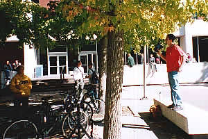 ベンチに立ち演説するNino