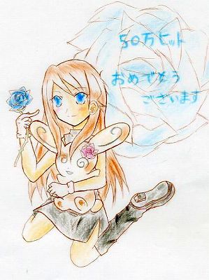 手描きの素敵ブルー＆パッチｖ青バラがいいですねぇ